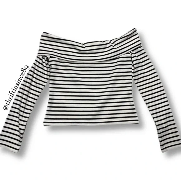 10 Crosby Derek Lam Off Shoulder Striped Top Medium - Picture 7 of 8